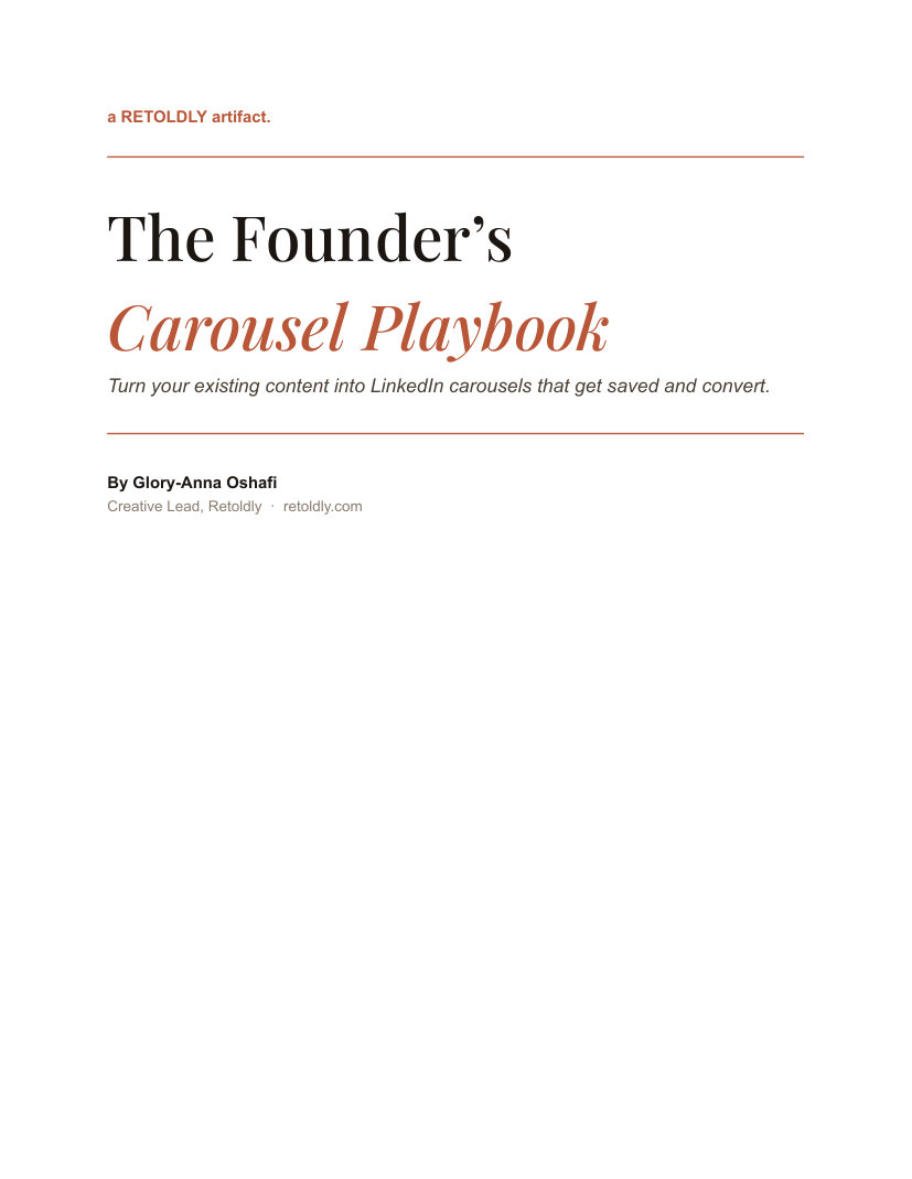 The Founder's Carousel Playbook